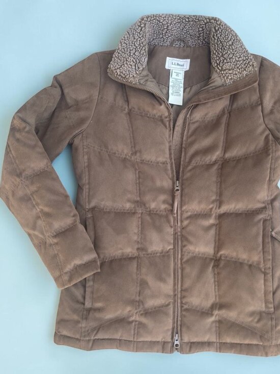 L.L. Bean Jackets & Blazers - LL Bean Brown Goose Down Quilted Sherpa Collar Puffer Jacket XS